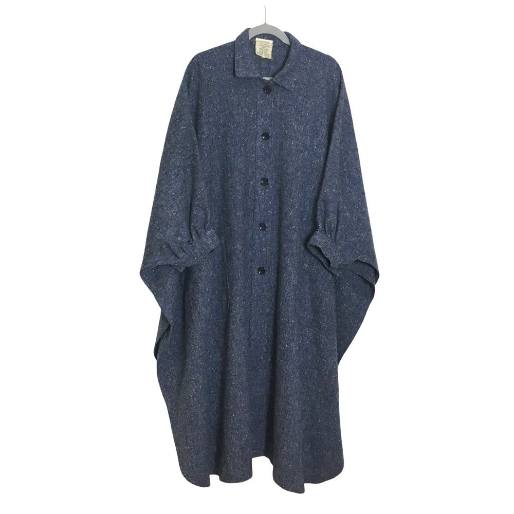 Vintage Jimmy Hourihan of Dublin OS Cloak Cape Purple Blue Donegal Tweed
